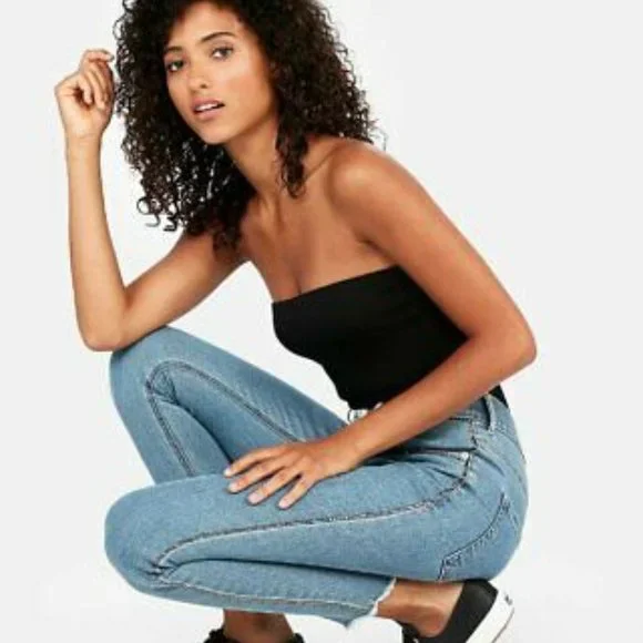 Express High Waisted Embellished Stripe Stretch Ankle Leggings Jeans - Picture 2 of 15